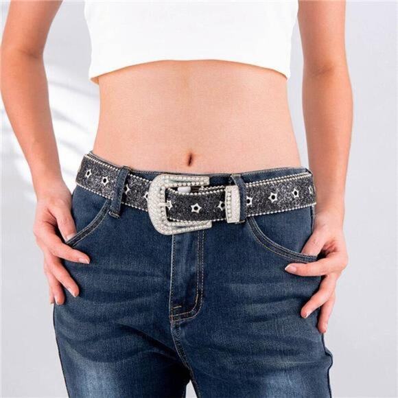 Black Cowgirl Belts Black Rhinestone Belt Western Belts for Women main image 5